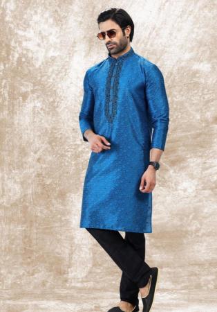 Picture of Magnificent Silk Steel Blue Kurtas
