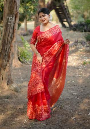 Picture of Radiant Silk Fire Brick Saree