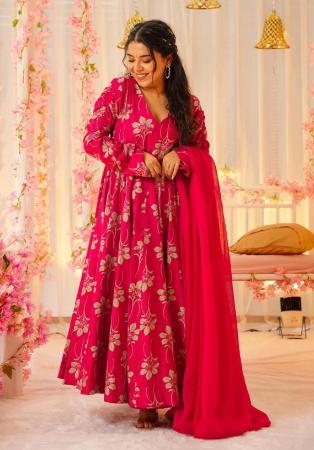 Picture of Delightful Silk Pale Violet Red Readymade Salwar Kameez