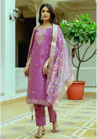 Picture of Magnificent Silk Rosy Brown Readymade Salwar Kameez