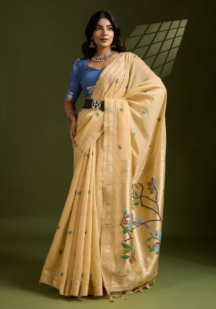 Picture of Beauteous Cotton Khaki Saree