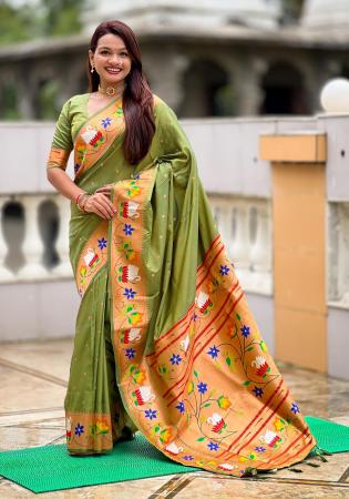 Picture of Marvelous Silk Dark Khaki Saree