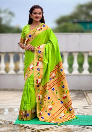 Picture of Alluring Silk Yellow Green Saree