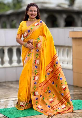Picture of Statuesque Silk Golden Saree