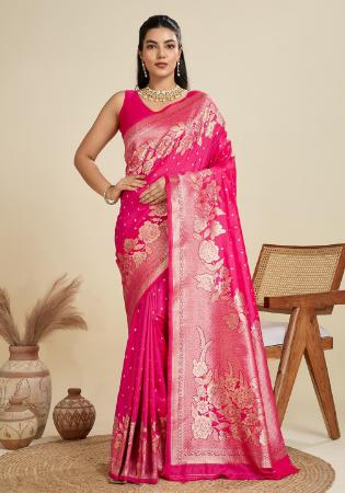 Picture of Beautiful Silk Dark Salmon Saree
