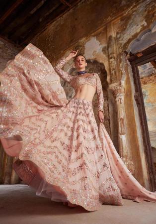 Picture of Lovely Georgette & Silk Rosy Brown Lehenga Choli