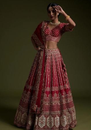 Picture of Beautiful Georgette & Silk Maroon Lehenga Choli
