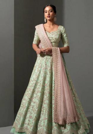 Picture of Georgette & Silk Dark Sea Green Lehenga Choli