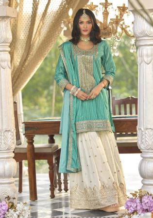 Picture of Chiffon Dark Khaki Straight Cut Salwar Kameez
