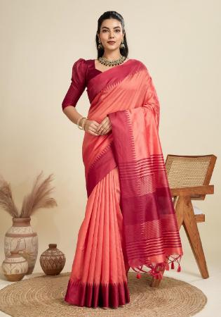 Picture of Exquisite Silk Light Coral Saree