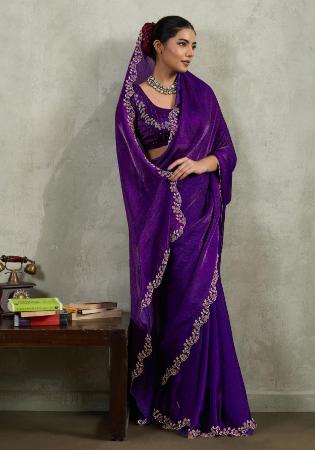 Picture of Stunning Chiffon Purple Saree