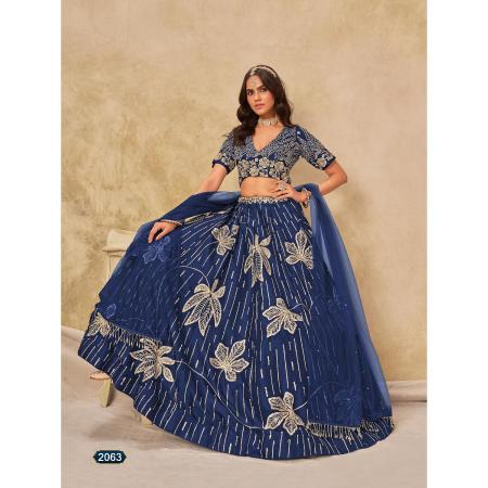 Picture of Grand Silk Navy Blue Lehenga Choli