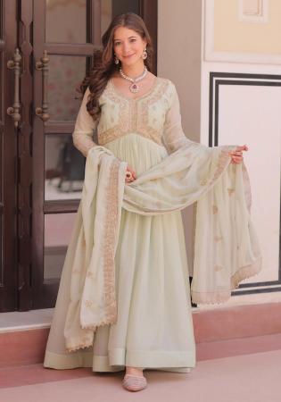 Picture of Resplendent Georgette Silver Readymade Gown