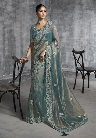 Picture of Ravishing Silk Steel Blue Saree
