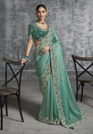 Picture of Shapely Silk Dark Sea Green Saree