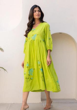 Picture of Well Formed Chiffon Yellow Green Kurtis & Tunic