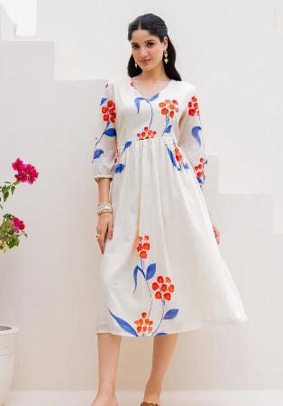 Picture of Beautiful Chiffon Off White Kurtis & Tunic