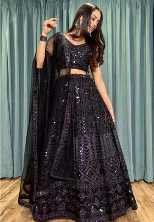 Picture of Resplendent Georgette & Net Black Lehenga Choli