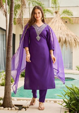 Picture of Charming Rayon Purple Readymade Salwar Kameez
