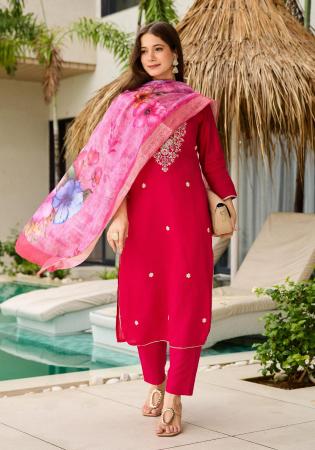 Picture of Comely Rayon Crimson Readymade Salwar Kameez