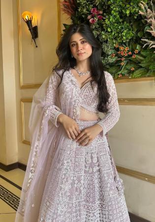 Picture of Beauteous Net & Silk Rosy Brown Lehenga Choli