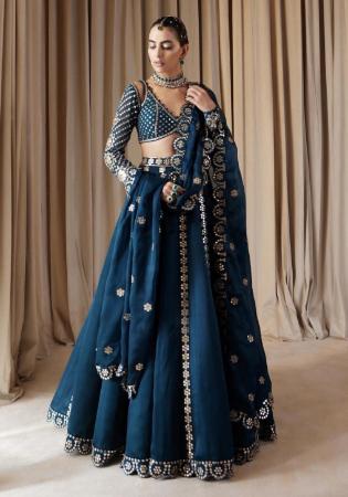 Picture of Exquisite Net & Silk Midnight Blue Lehenga Choli