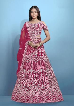 Picture of Splendid Net Fire Brick Lehenga Choli