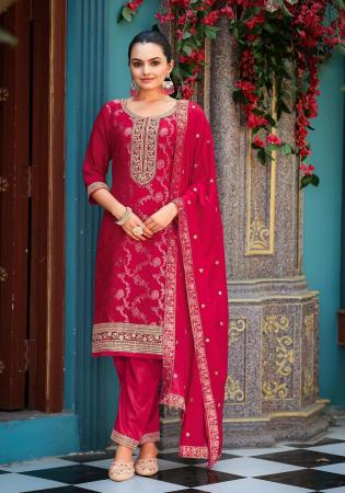 Picture of Appealing Chiffon Pink Straight Cut Salwar Kameez