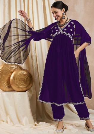 Picture of Stunning Georgette Purple Readymade Salwar Kameez