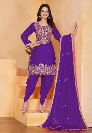 Picture of Delightful Chiffon Purple Readymade Salwar Kameez