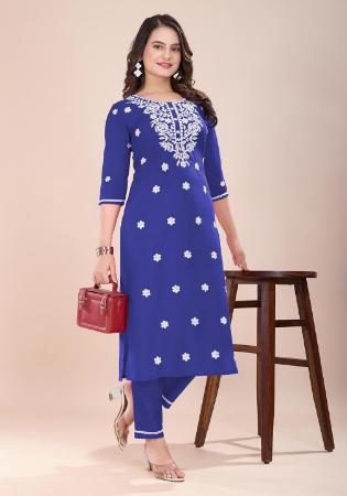 Picture of Magnificent Rayon Dark Slate Blue Kurtis & Tunic