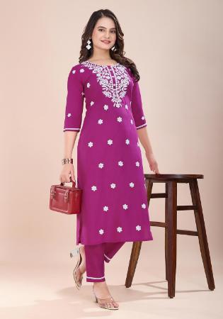 Picture of Pleasing Rayon Plum Kurtis & Tunic