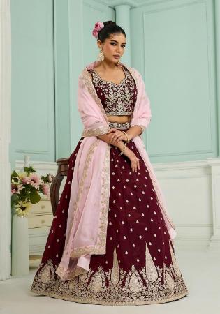 Picture of Admirable Organza Maroon Lehenga Choli