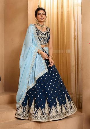 Picture of Ideal Organza Midnight Blue Lehenga Choli