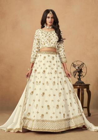 Picture of Pleasing Organza Burly Wood Lehenga Choli
