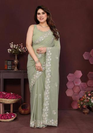 Picture of Fascinating Georgette Dark Grey Saree