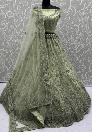Picture of Magnificent Net Dark Sea Green Lehenga Choli