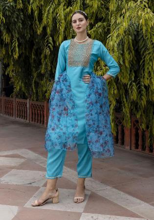 Picture of Beauteous Silk Dark Turquoise Readymade Salwar Kameez