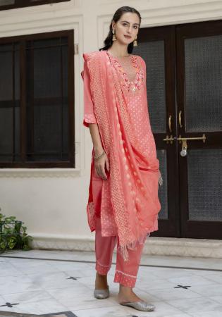 Picture of Ideal Silk Light Coral Readymade Salwar Kameez