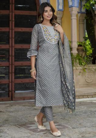 Picture of Silk Light Slate Grey Readymade Salwar Kameez