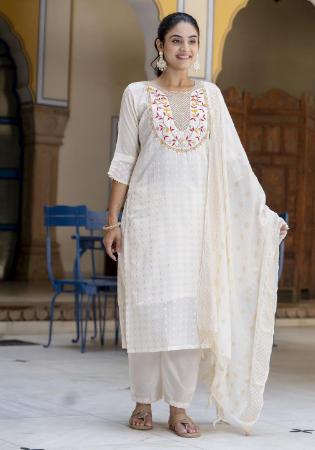 Picture of Good Looking Silk Off White Readymade Salwar Kameez