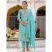 Picture of Well Formed Silk Teal Readymade Salwar Kameez