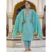 Picture of Well Formed Silk Teal Readymade Salwar Kameez