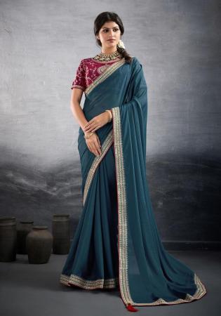 Picture of Ideal Georgette Dark Slate Grey Saree