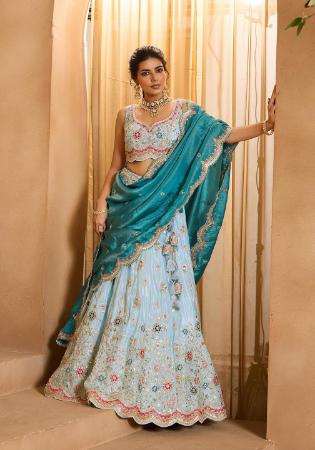 Picture of Lovely Chiffon Silver Lehenga Choli