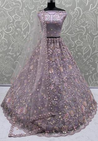 Picture of Beautiful Net Slate Grey Lehenga Choli