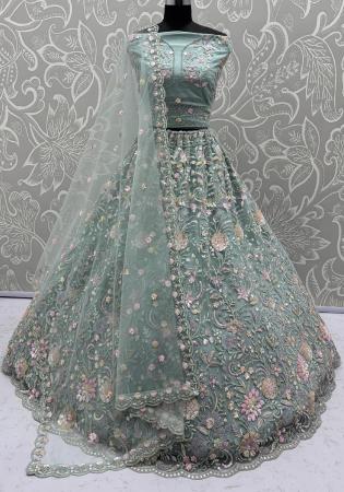 Picture of Ravishing Net Dark Sea Green Lehenga Choli