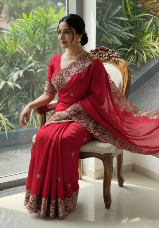 Picture of Exquisite Chiffon Light Pink Saree