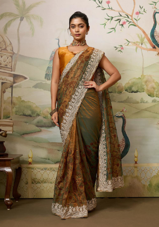 Picture of Statuesque Chiffon Brown Saree