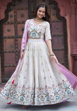 Picture of Fine Silk Dark Grey Readymade Lehenga Choli